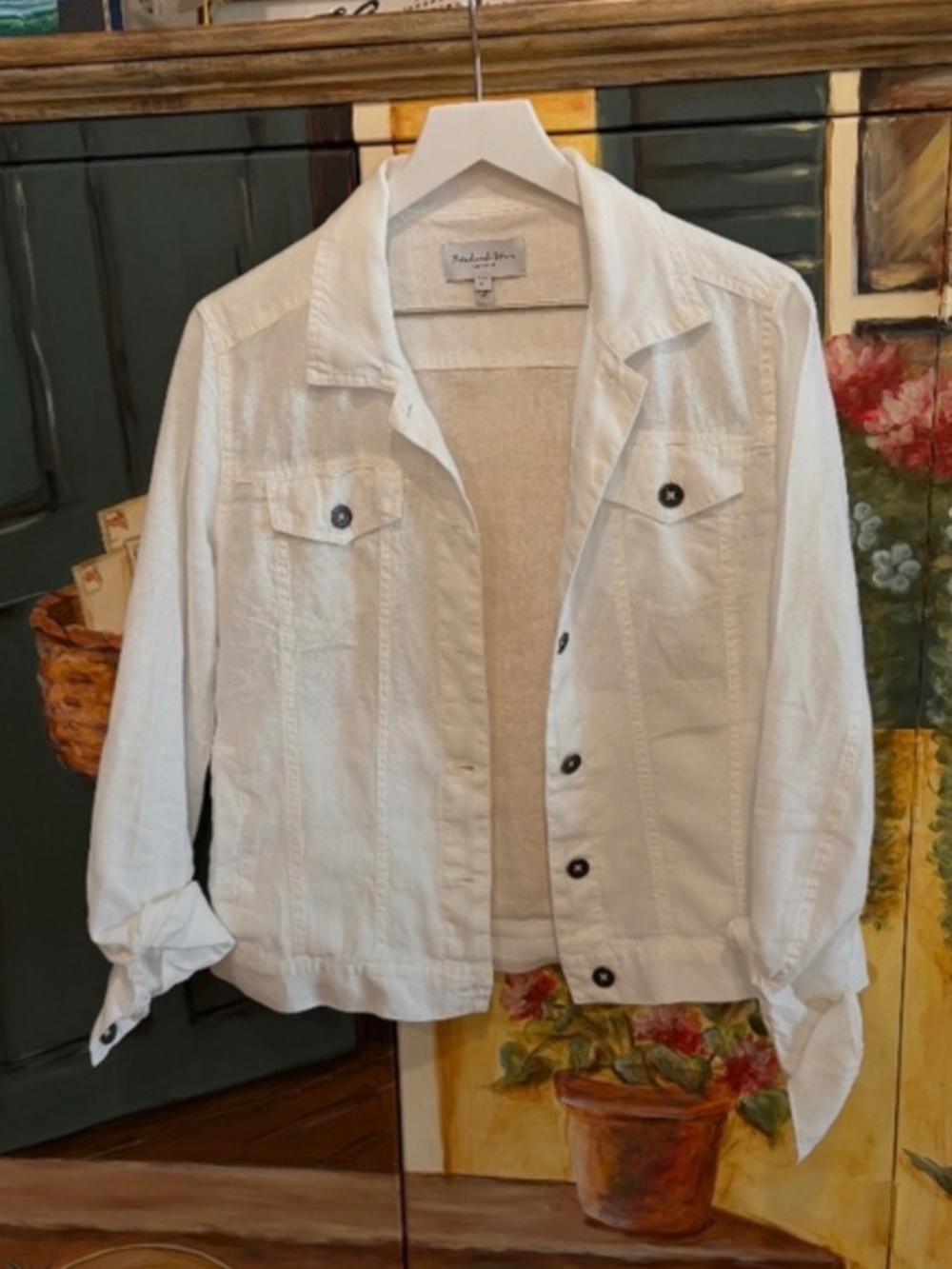Michael Stars white Linen Jean Jacket size L